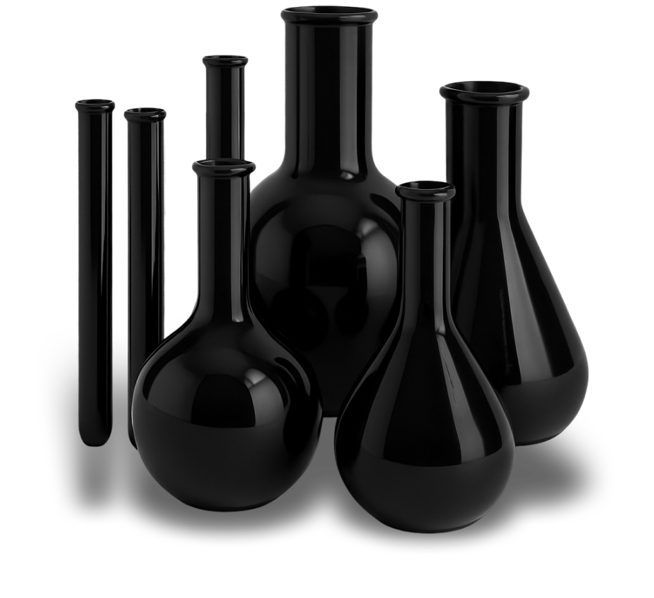 Чорні лабораторні пляшки